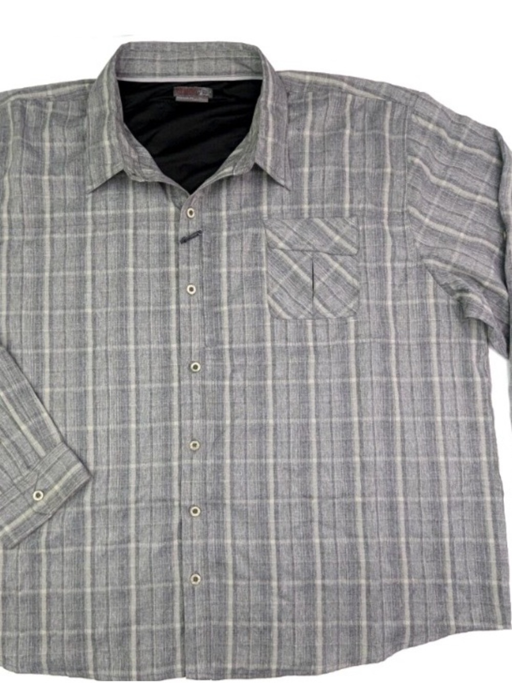 Classic Gray Plaid Long-Sleeve Men’s Button-Up Shirt